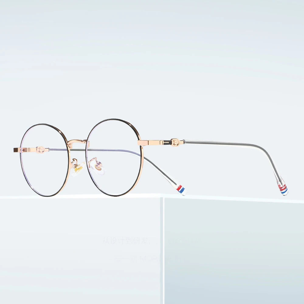 New Design Retro Round Metal Eyewear Frame Computer Blue Light Blocking Glasses