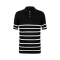 Custom Black Spring/Summer Men's Knit Sweater for Polo Collar Button Striped Short Sleeves Anti-Wrinkle Knitwear Manufacturer