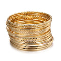 Chic Geometric Floral Open Multi-layer Glossy Bracelet Exaggerated Ribbed Iron Gold Spliced Flower Hand Accessory