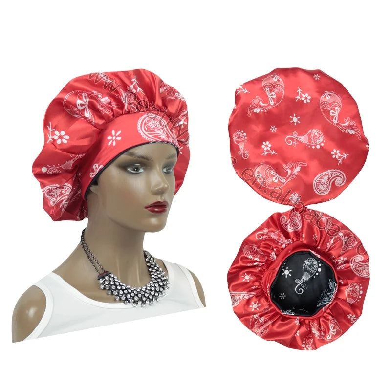 Wholesale Selling Hair Satin Bonnet Custom Logo Silk Bonnet for Women Comfortable Sleep Wide Bonnet