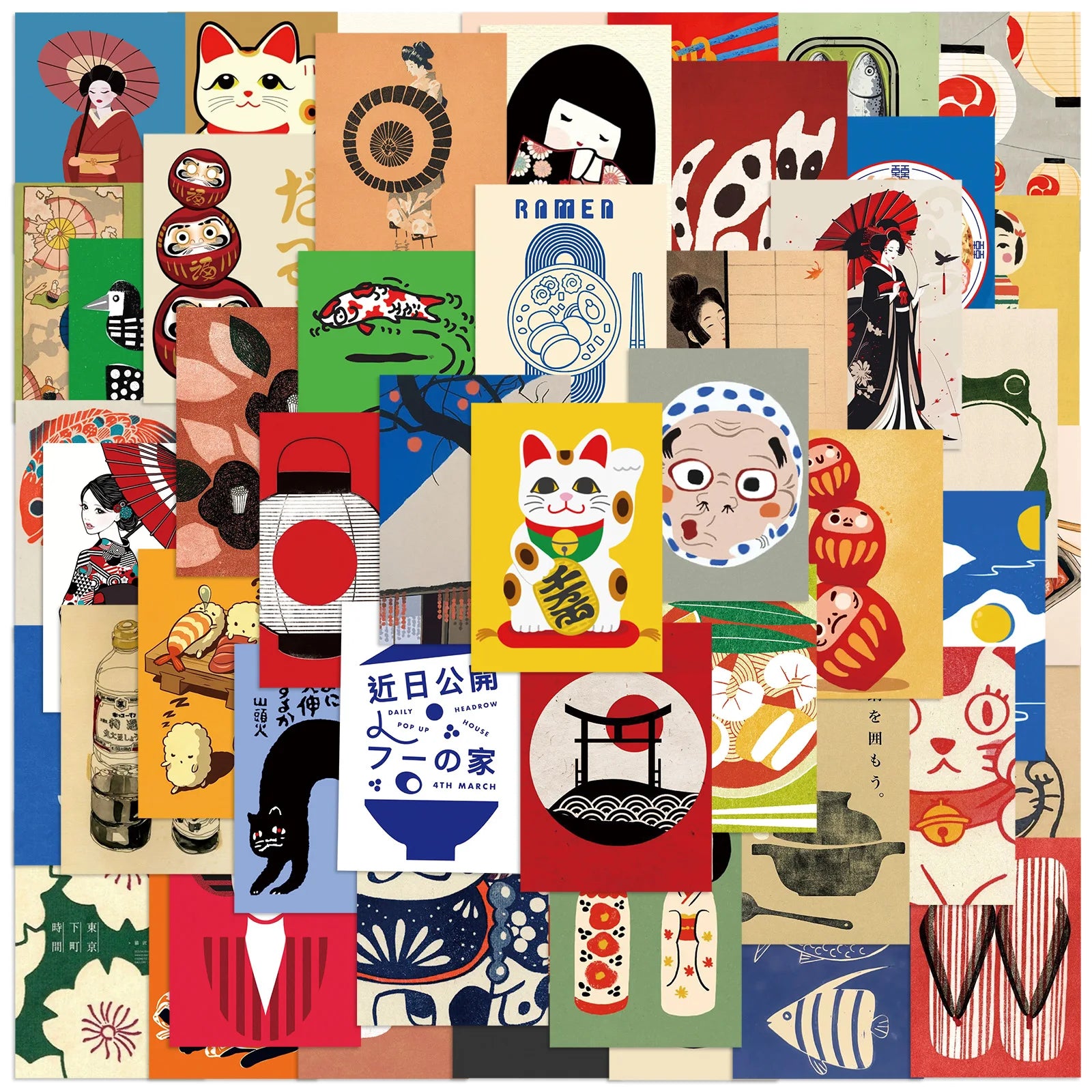 50Pcs Japanese Culture Poster Graffiti Stickers for Luggage Bottle Japan Travel Gift Sticker