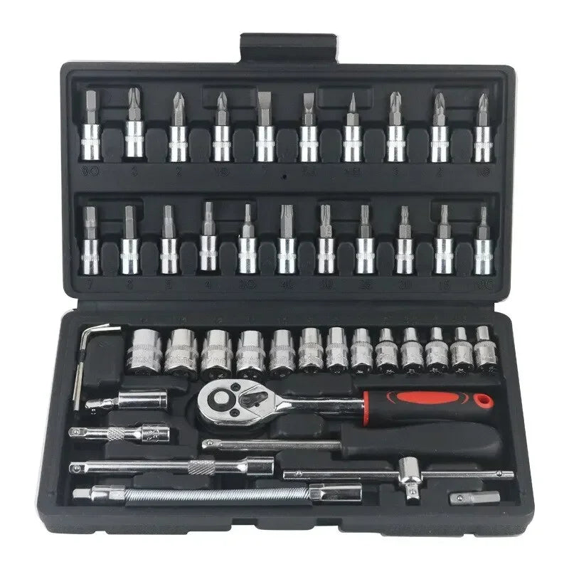 Bicycle Repair Tool Multifunctional Tool Socket Set Car Repair Tool Ratchet Torque Wrench Combo Auto Repairing Set Mechanic Tool