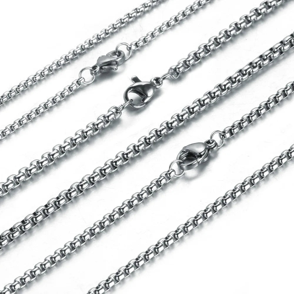 Top Quality 4mm 4.5mm 5mm 6mm 7mm Square Pearl Long Chain Link Stainless Steel Necklace Chain for Jewelry