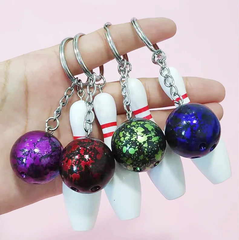 Wholesale Promotional Gift Bag Accessories Sublimation 3D Bowling Pin Ball Keychain for Key