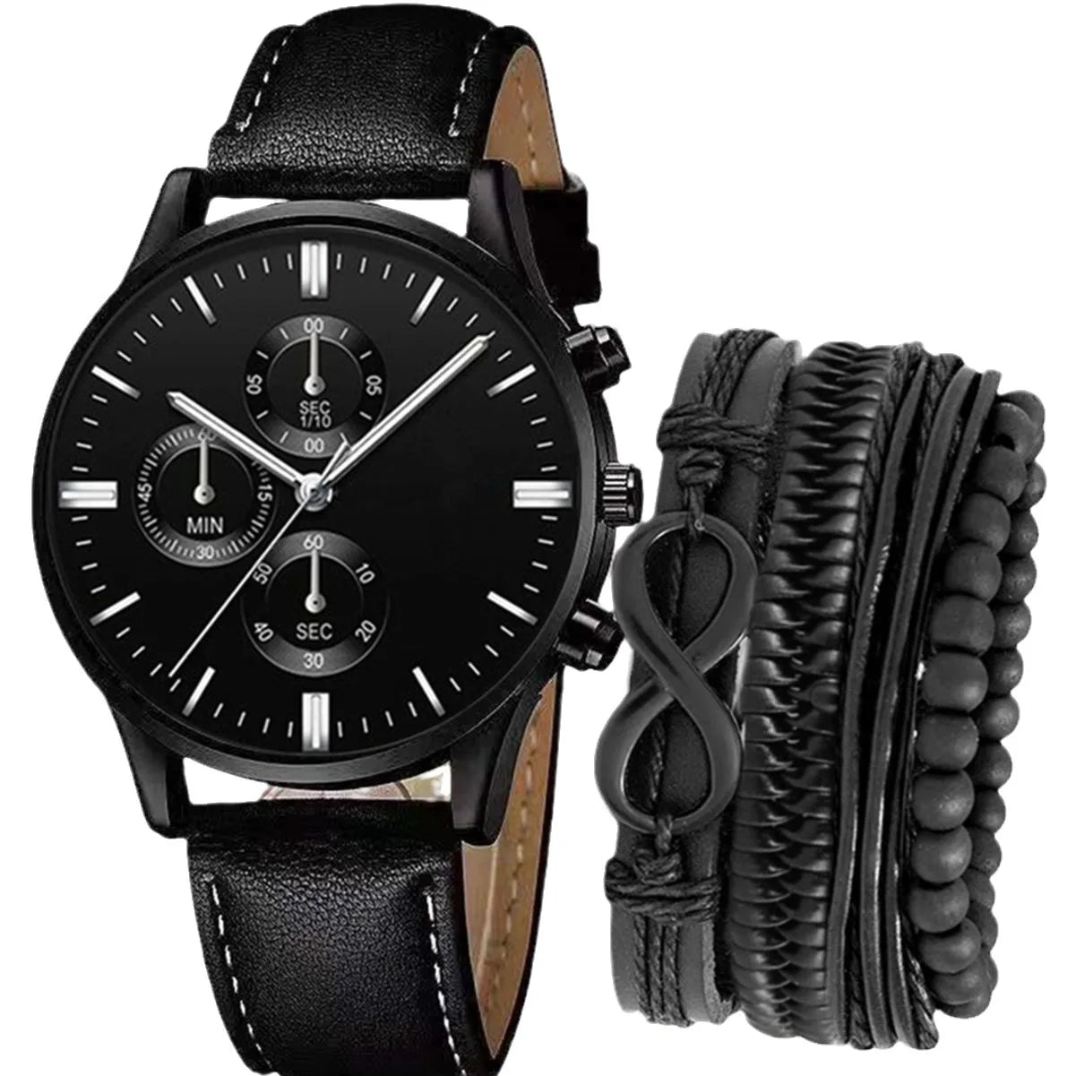 2024 Fashion Men's Customized Simulation Watch Low Price Alloy Bracelet Watch Set