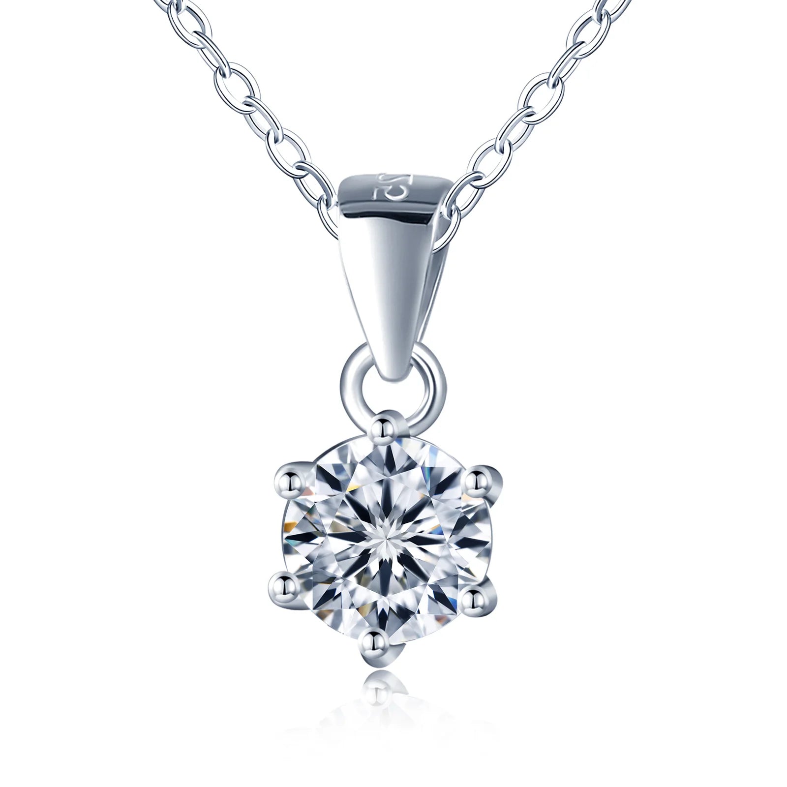 Classic Solitaire Pendant Women Fine Jewelry 100% 925 Sterling Silver D Color VVS Six Claw Moissanite Rhodium/Platinum Necklace