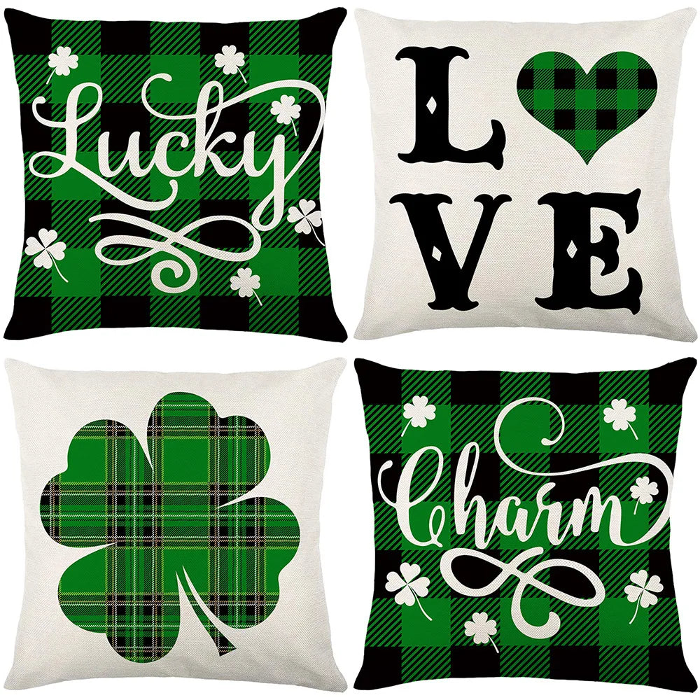 Customized Printed Throw Pillows Cushion Buffalo Check Plaid St Patricks Day Decorations 18x18 Pillow Cover