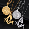 Myshape Masonic Necklace for Men Energy Freemason Pendant Stainless Steel Amulet Religious Gift Gothic Punk Jewelry