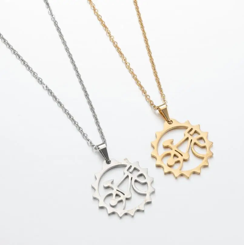 AA01311 Stainless Steel Geometric Love Sun Sunflower Simple Pendant Necklace