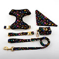 Custom Luxury Puppy Leash Collar Adjustable Pet Poop Bag Bandana Reversible Breathable Neoprene Dog Harness Sets