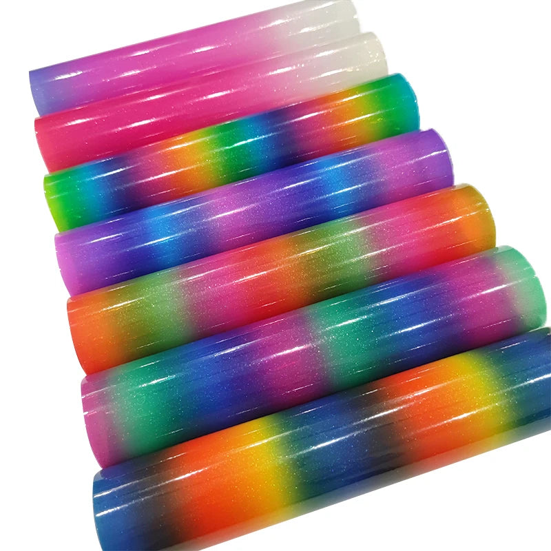 Waterproof Rainbow Shining Glitter Jelly PVC Vinyl Sheets for Making Book Cover Bag