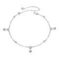 925 Sterling Silver Heart Fringe Chain Anklet Fine Jewelry Body Chain Adjustable Beach Ankle Chain for Women Foot Jewelry