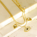 Wholesale Fashion Double-layer Stainless Steel Pendant Jewelry 18K Gold Plated Fashionable Mexico Necklace for Women Girl Gift