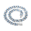 Hip Hop Blue Crystal Iced Out Chain Colour Bracelet for Men Miami Rhombus Prong Cuban Link Chain Bracelet Set Rapper for Jewelry