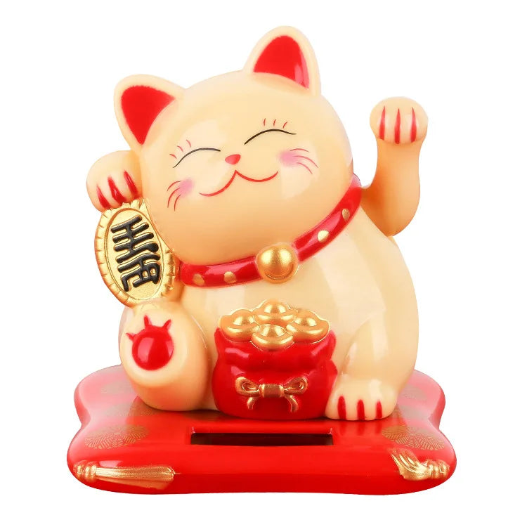 Wholesale Small Cute Creative Home Car Craft Gift Decoration Fortune Japanese Solar Mini Lucky Cat Waving