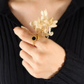 X188 Wholesale 18k Gold Plated Stainless Steel Cubic Zirconia Opening Ring Roman Numerals Disc Ring Jewelry for Women