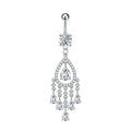 Fashion Light Luxury Stainless Steel Zircon Inlaid Water Droplet Tassel Navel Ring for Women's Children's Gifts Manufacturer
