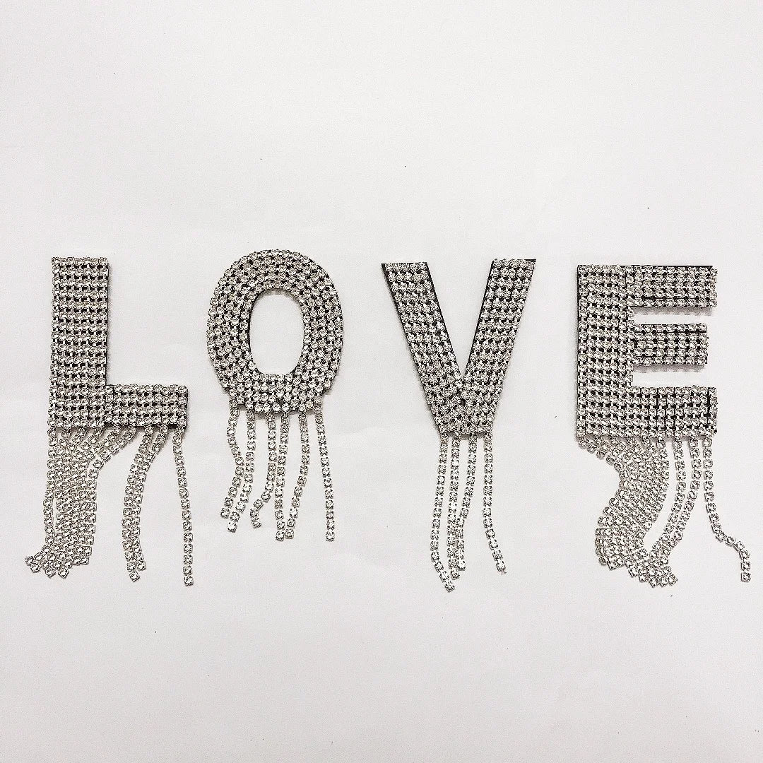 Decorative Alphabet 26 Letter Tassel Rhinestone Patch for Bag LT9326