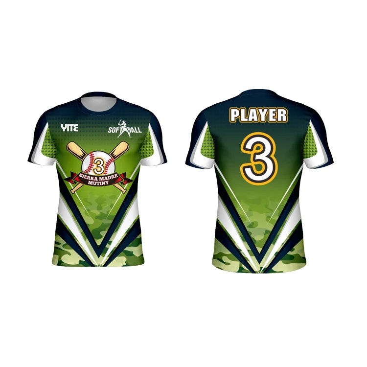 Cheap Custom Boys Plus Size Breathable Softball Baseball Jerseys Green Black Stand Collar Shirts