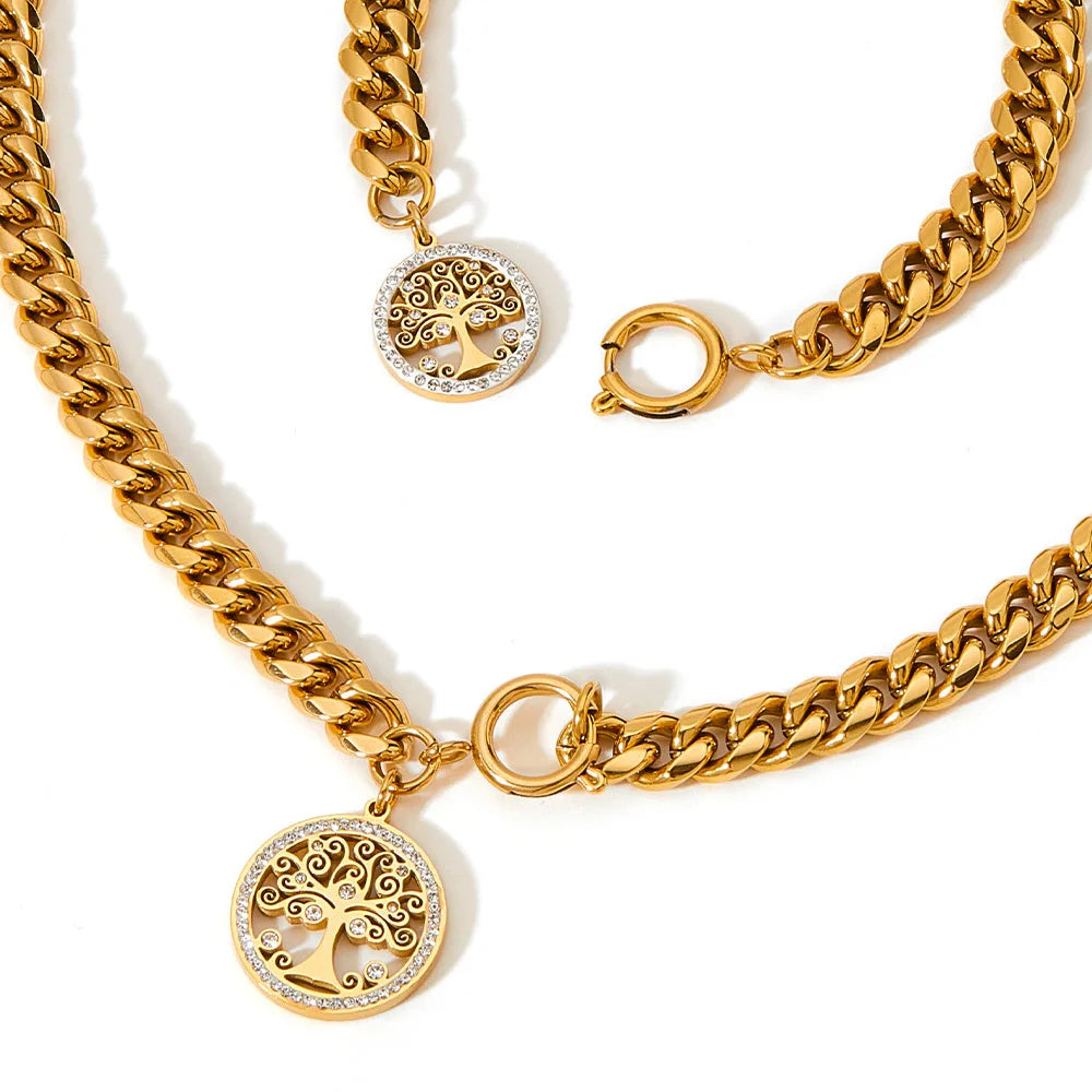 Hollow Out Tree of Life Pendant Designer NecklaceGold Plated Chains Western Jewelry
