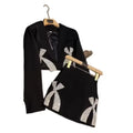 Fine Workmanship Rhinestone Beading Bow Lady Office Suit Designed Short Blazer Mini Pencil Skirt Women 2Pcs