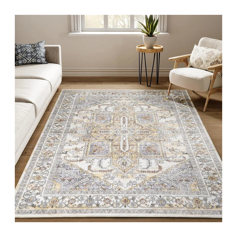Bohemian Style Rugs Vintage Indoor Anti-slip Anti-stain Area Carpet Large Faux Cashmere Carpet Rug for Kitchen Office