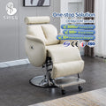 LF13 Ergonomic Reclining Height Adjustable Barber Chair with Electric Lift Faux Leather Seat for Salon and Workshop Use