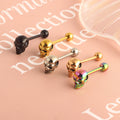 Skull Bohemian Flower Design Stainless Steel Amber Tongue Rings Piercing Men Barbell Body Jewelry for Wedding Gift