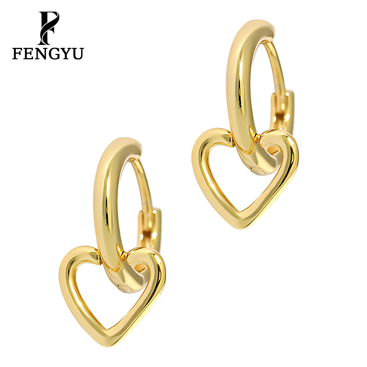 18K Gold Heart Drop Hoop Earrings for Women 925 Sterling Silver Minimalist Earring Custom Designer Fine Jewelry Wholesale