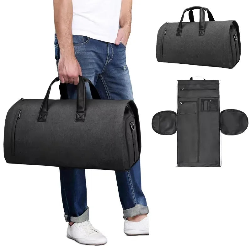 New Trendy Portable Large Suit Bag with Zipper Closure Shoulder Carrier for Clothes Hanging Storage Travel Duffel Bags
