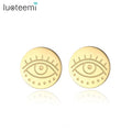 SP-LAM Eye Design Stainless Steel Stud Earring for Women Vacuum Plating Jewelry Stainless Steel Gold Earrings