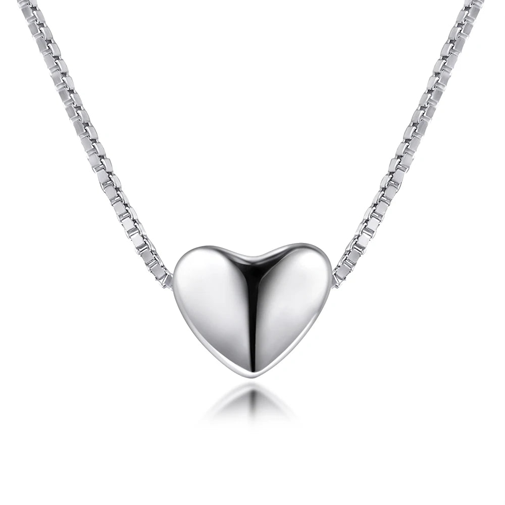 TONGLIN Jewelry 925 Sterling Silver Heart Pendant Necklace