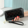 Custom Large Capacity Embossed Plain Black Zip Long Leather Wallet Personalized