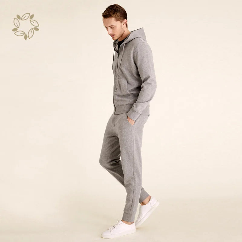 Men Hoodie Set Organic Cotton Zip up Hoodie Joggers Set Men Sweatpants and Hoodie Mens Jogger Sets