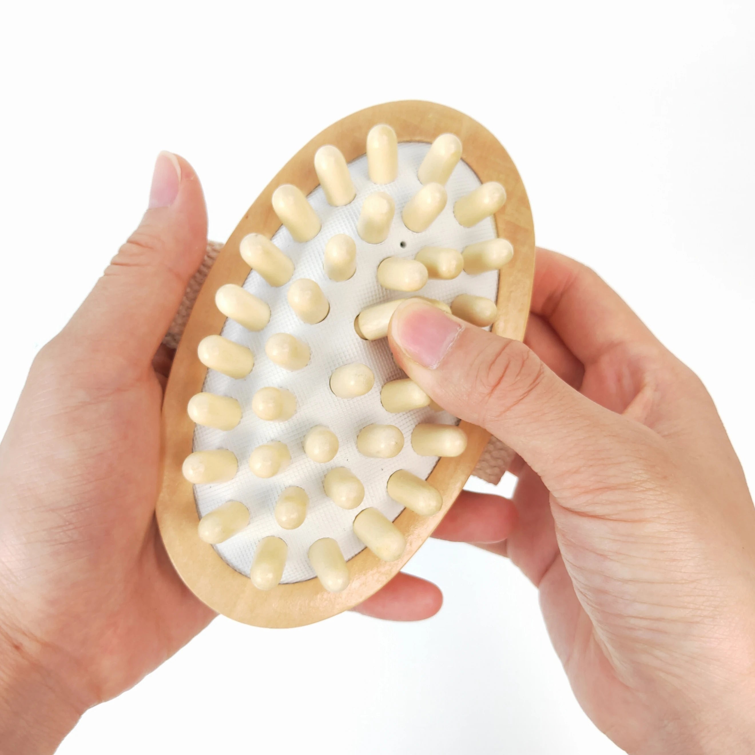 Lvjie Custom Detachable Wood Handle All Natural Dry Body Brush Beech Air Cushion Air Bag Manual Acupoint Exfoliating Brush