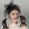 Genya Feather Mesh Face Veil Short Flower Top Veil Hat Vintage Headwear for Tea Party or Bridal Wedding