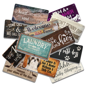 MDF Decorative Wooden Home Store Wall Art Hanging Signs Plaque With Customized Door Decor