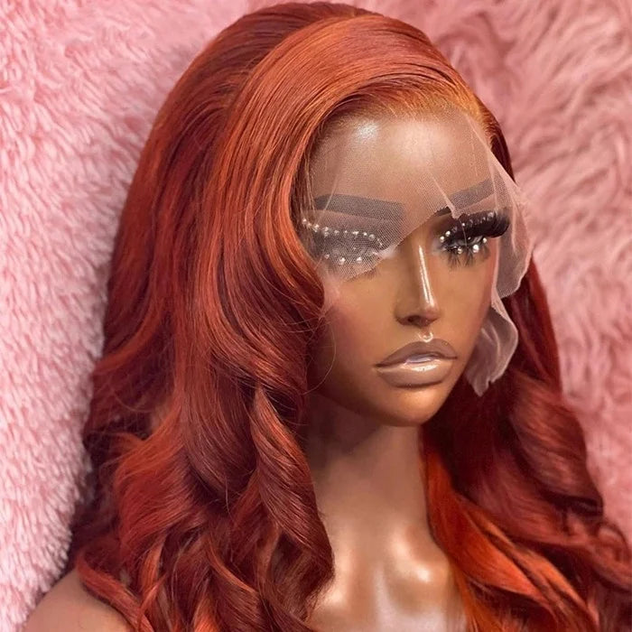 Hot Selling Ginger 99J Color Customized Loose Wave Virgin Malaysian Cuticle Aligned Hair Lace Front Wigs