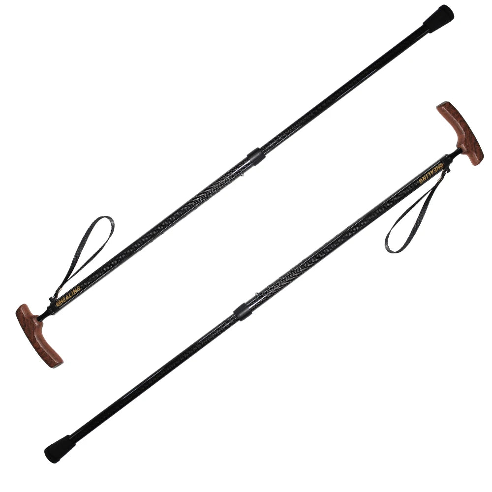 Carbon Fiber Walking Stick With Wood Handle Strong Toughness Adjustable Length Walking Canes for the Elderly