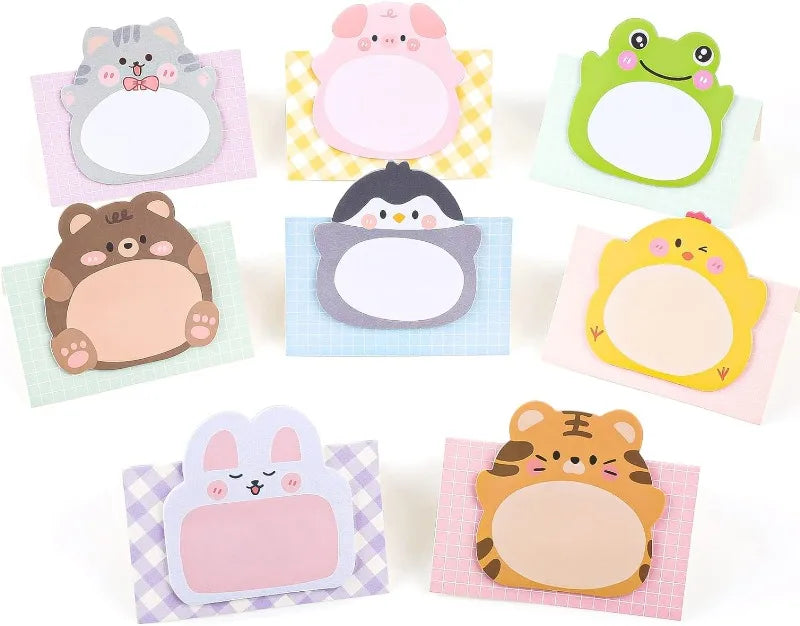 Kawaii Animal Self-Stick Notes Cartoon Markers Flags Cute Shapes Self-Stick Memo Pads Students Home Office Roommates Gifts