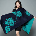 2024 Fashion Winter Warm Ladies Scarf Cashmere Long Double Side Jacquard Floral Womens Shawls