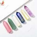 Wholesale Handmade Natural Crystal Laser Engraved Double-tip Healing Wand Point Tower Gift Box Custom Logo Die-Cut Wedding Home