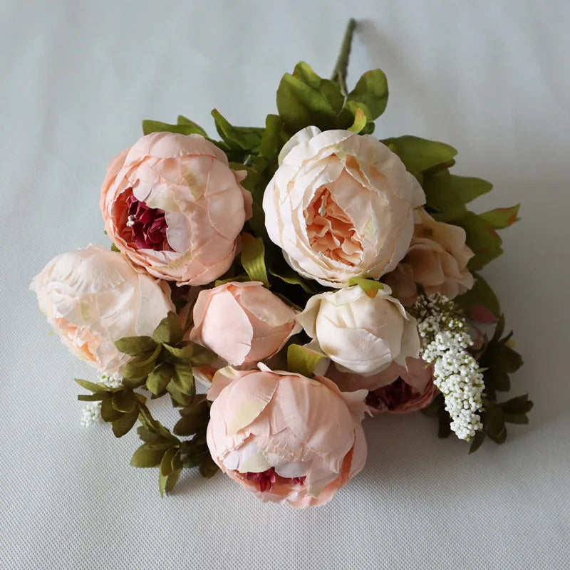 M-160 European Vintage Artificial Peony 13 Heads Peony Silk 13 Branches Flowers Peony Bouquets Wedding Home Decoration