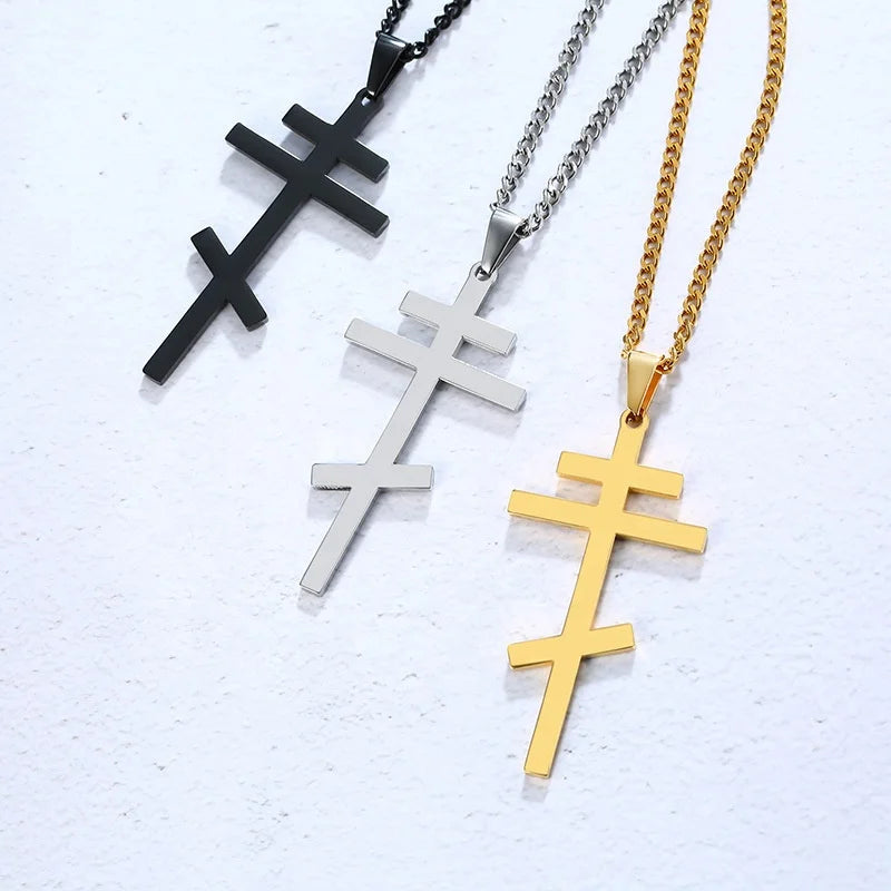 MECYLIFE Men's Jewelry Stainless Steel Russian Orthodox Cross Necklace Crucifix Pendant Necklace