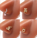Gaby New Arrival Cute Bear Nose Stainless Steel Piercing Dangle Gold Plated Nose Ring and Body Jewelry Wholesale