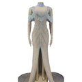Luxury Crystal Tassel Birthday Wedding Party Rhinestones Dress Women Sexy Prom Trailing Dress Dinner Gown Evening Mermaid Dress