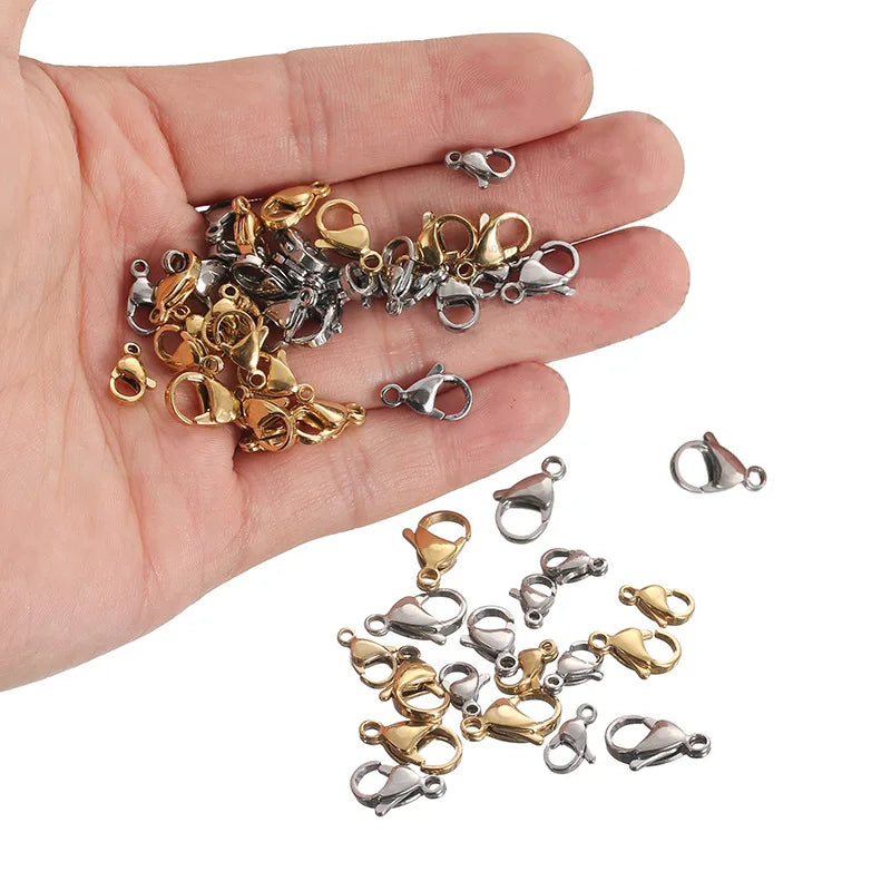 Factory Wholesale Gold Plated Stainless Steel Lobster Clasp for Jewelry Making Bracelets Necklaces