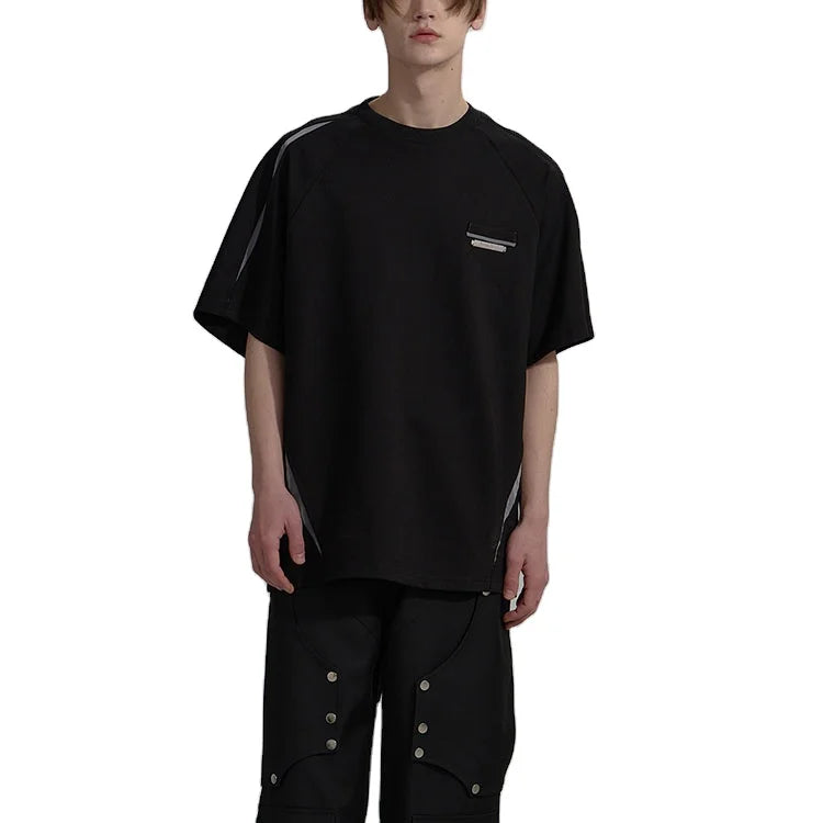 2026 Custom Metal Mark T Shirt  Short Sleeve Crew Neck Splicing Men Oversize T Shirts