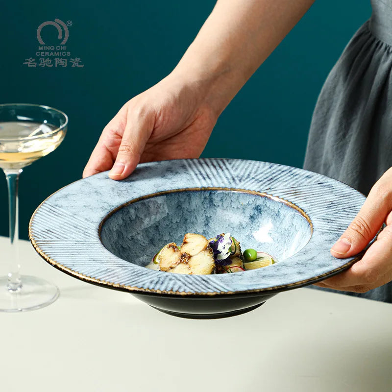 Wholesale Custom Nordic Ceramic Deep Plates New Design Eco-Friendly Porcelain Pasta Plate Direct From China Restaurant Supply