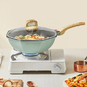 New Product Green Star Anise Wok Maifan Stone Non-stick Frying Pan for Household Use Less Smoke Non-stick Frying Pan